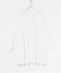 寬版傘狀迷你襯衫洋裝(米色-one-OFF WHITE)