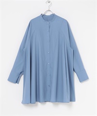 寬版傘狀迷你襯衫洋裝(紫丁香色-one-其他藍色)