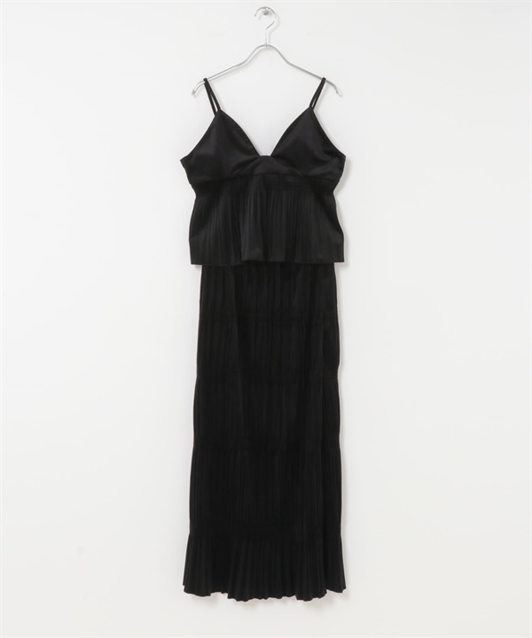 層次縮褶兩件式洋裝(黑色-one-BLACK)