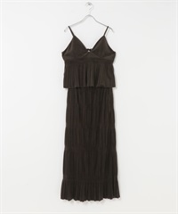 層次縮褶兩件式洋裝(深棕色-one-DARK BROWN)