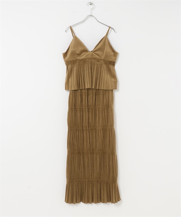 層次縮褶兩件式洋裝(駝色-one-CAMEL)