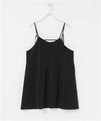 雪尼爾紗羅紋迷你細肩帶洋裝(黑色-one-BLACK)