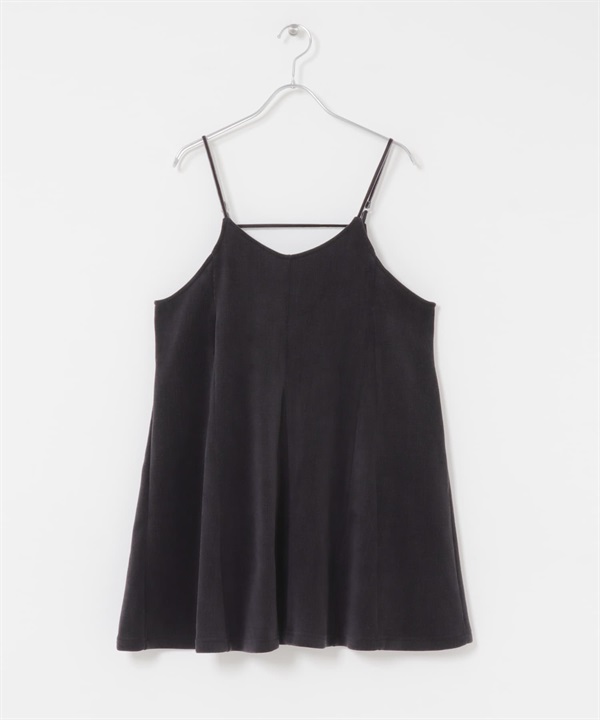 雪尼爾紗羅紋迷你細肩帶洋裝(炭灰色-one-CHARCOAL GRAY)