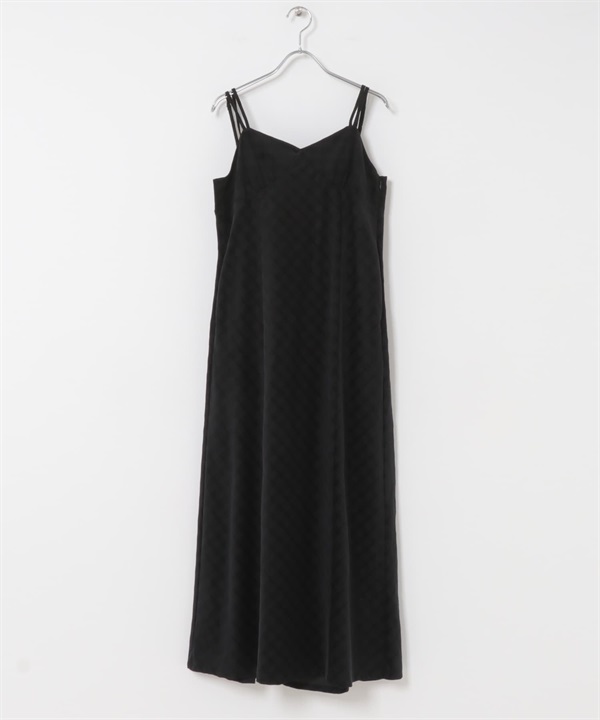 格紋燈芯絨細肩帶洋裝(黑色-one-BLACK)