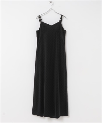 格紋燈芯絨細肩帶洋裝(黑色-one-BLACK)