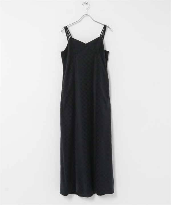 格紋燈芯絨細肩帶洋裝(墨黑色-one-其他灰色)