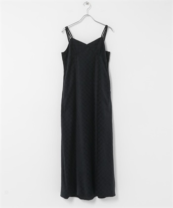 格紋燈芯絨細肩帶洋裝(墨黑色-one-其他灰色)