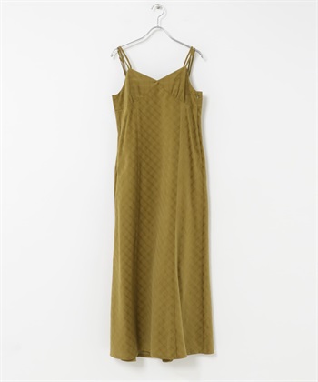 格紋燈芯絨細肩帶洋裝(黃褐色-one-其他黃色)