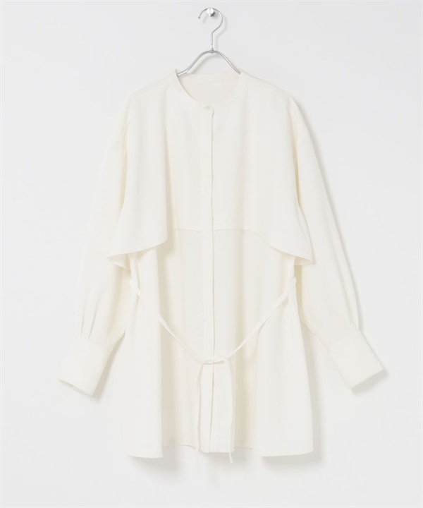 層次感迷你襯衫洋裝(米色-one-OFF WHITE)