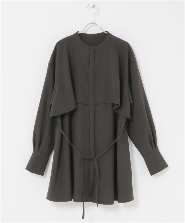 層次感迷你襯衫洋裝(炭灰色-one-CHARCOAL GRAY)