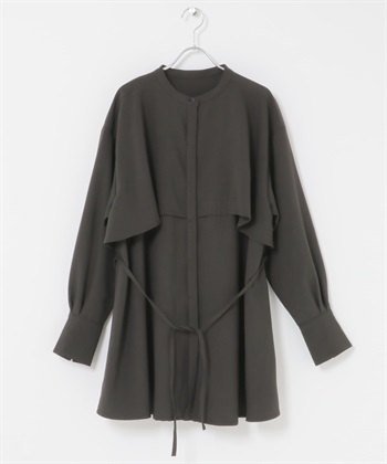 層次感迷你襯衫洋裝(炭灰色-one-CHARCOAL GRAY)