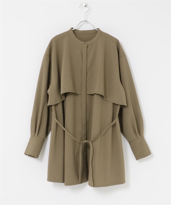 層次感迷你襯衫洋裝(棕色-one-BROWN)