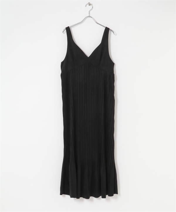 蜜桃絨百褶洋裝(黑色-36-BLACK)