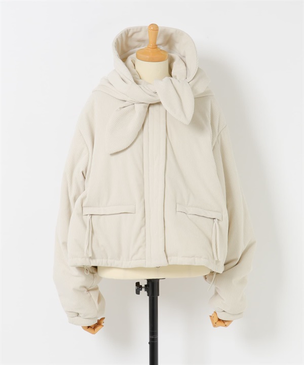 【成套組合】雙面穿填充夾克 × 巴拉克拉瓦帽(象牙白x象牙白-one-其他白色)