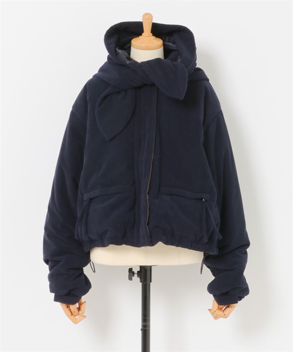 【成套組合】雙面穿填充夾克 × 巴拉克拉瓦帽(藏青色x棕色-one-其他藍色)