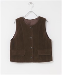 仿麂皮極簡背心(深棕色-one-DARK BROWN)