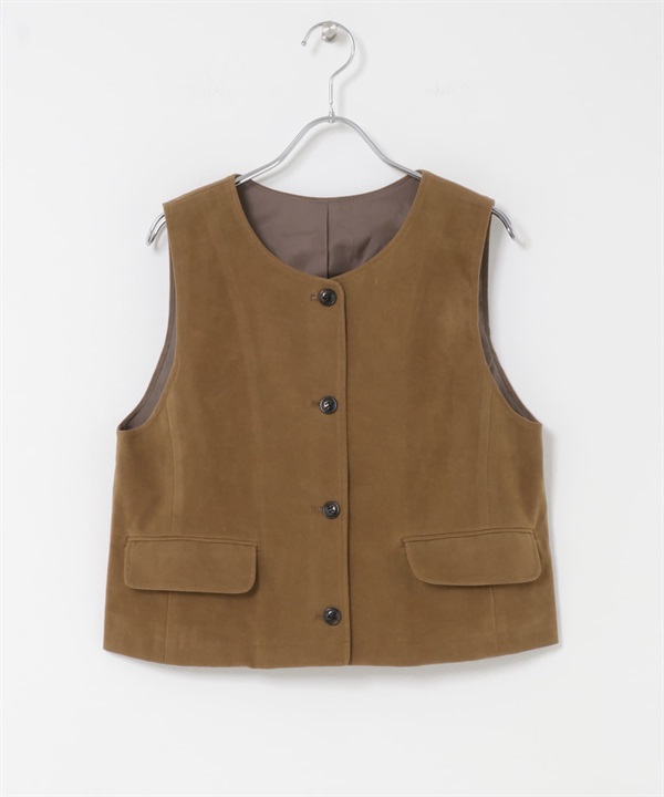 仿麂皮極簡背心(駝色-one-CAMEL)