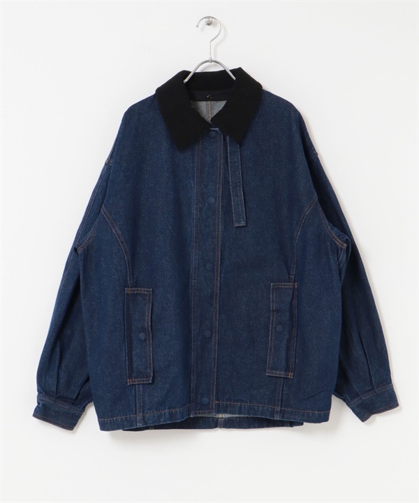 2WAY領片牛仔外套(藍色-one-BLUE)