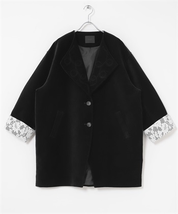 絲絨寬版外套(黑色-one-BLACK)