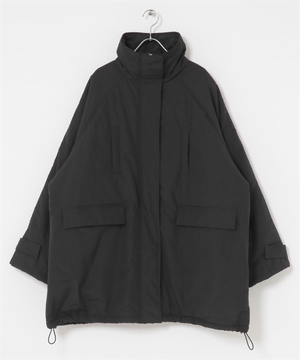 中長版填充大衣(黑色-one-BLACK)