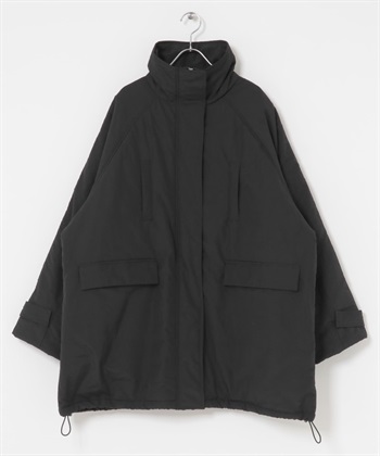 中長版填充大衣(黑色-one-BLACK)