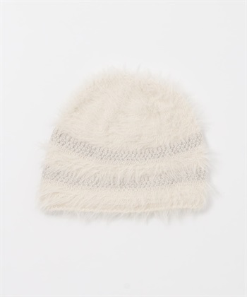 線條設計絨毛針織豆豆帽(象牙白-one-IVORY)