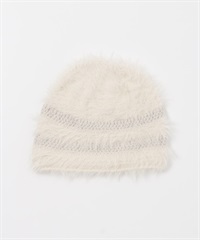 線條設計絨毛針織豆豆帽(象牙白-one-IVORY)