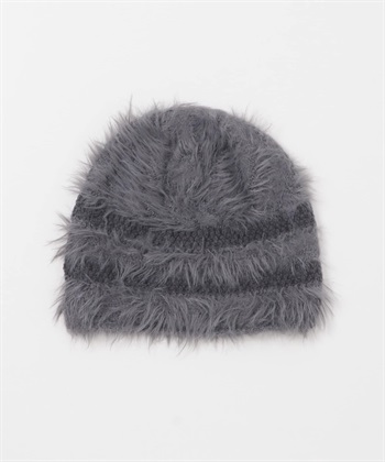 線條設計絨毛針織豆豆帽(炭灰色-one-CHARCOAL GRAY)