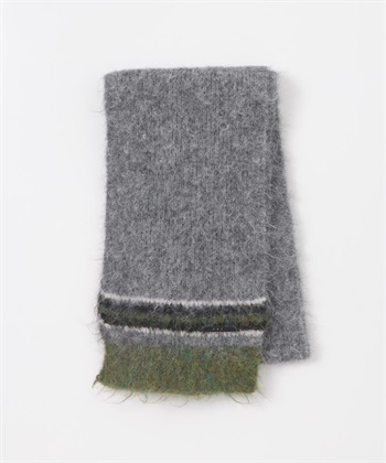 尾端橫紋設計圍巾(灰色-one-GRAY)