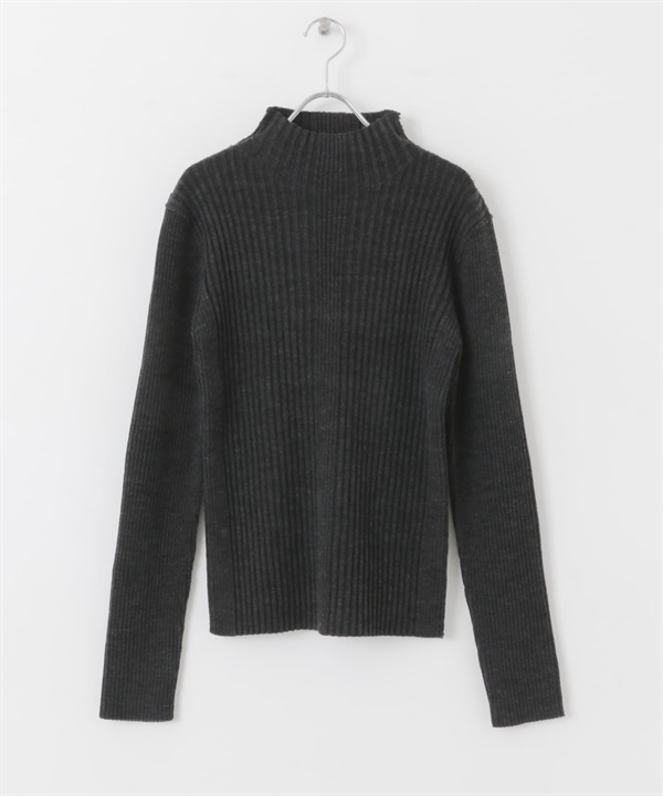 UR TECH illi 不規則羅紋高領針織衫(炭灰色-one-其他黑色)