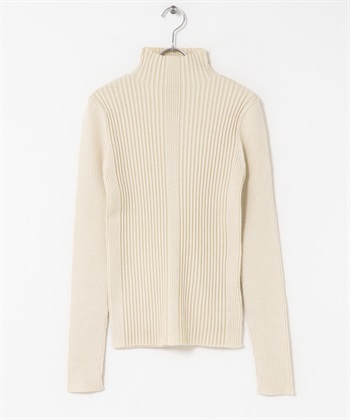 illi 不規則羅紋高領針織衫(象牙白-one-其他白色)