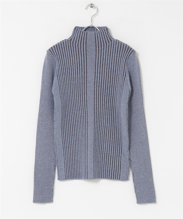 illi 不規則羅紋高領針織衫(藍色-one-其他藍色)