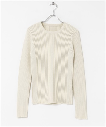 illi 不規則羅紋圓領針織衫(象牙白-one-其他白色)