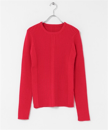 illi 不規則羅紋圓領針織衫(紅色-one-其他紅色)