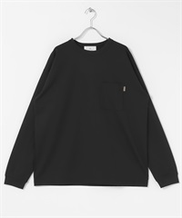 羅馬布口袋長袖T恤(黑色-M-BLACK)