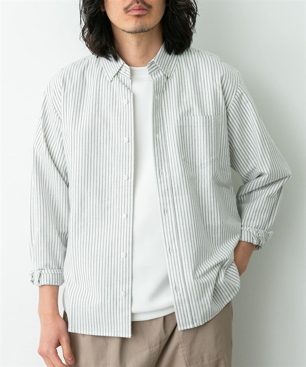 抗菌牛津布扣領長袖襯衫