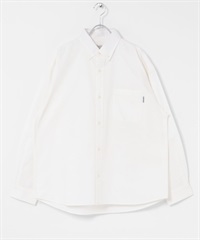 抗菌牛津扣領寬版襯衫(米色-M-OFF WHITE)