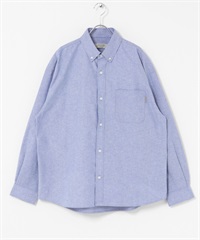 抗菌牛津扣領寬版襯衫(薩克斯藍-M-BLUE)