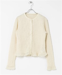 蕾絲抽褶縫荷葉邊上衣(亞麻色-FREE-其他白色)