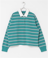 多彩橫紋橄欖球衫(綠色系-FREE-其他綠色)