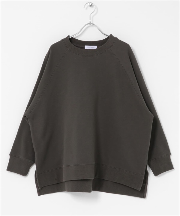 棉質毛圈連肩袖寬版套衫(炭灰色-FREE-CHARCOAL GRAY)