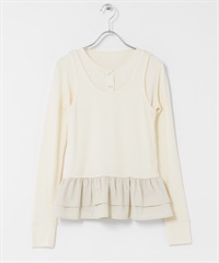 【成套組合】荷葉邊下襬背心 × 開襟衫(米色-FREE-OFF WHITE)