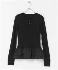 【成套組合】荷葉邊下襬背心 × 開襟衫(黑色-FREE-BLACK)