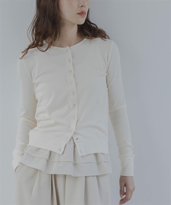 【成套組合】荷葉邊下襬背心 × 開襟衫