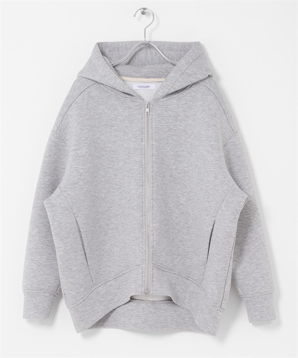 空氣層繭型拉鍊連帽外套(淺灰色-FREE-LIGHT GRAY)