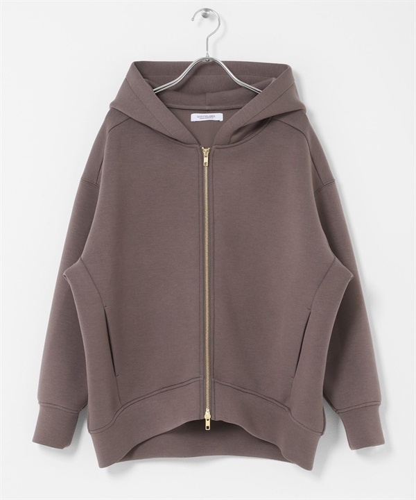 空氣層繭型拉鍊連帽外套(炭灰色-FREE-CHARCOAL GRAY)