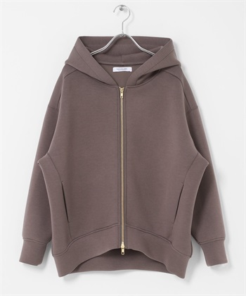 空氣層繭型拉鍊連帽外套(炭灰色-FREE-CHARCOAL GRAY)