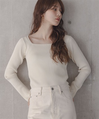 混絲質方領針織衫