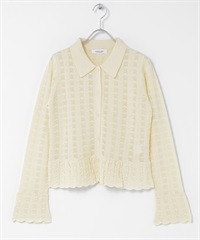 襯衫式鏤空針織衫(象牙白-FREE-IVORY)