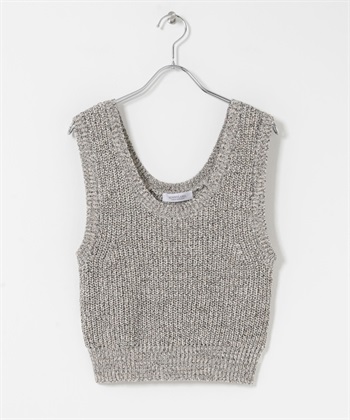 混色帶狀紗U領針織背心(灰色系-FREE-其他灰色)
